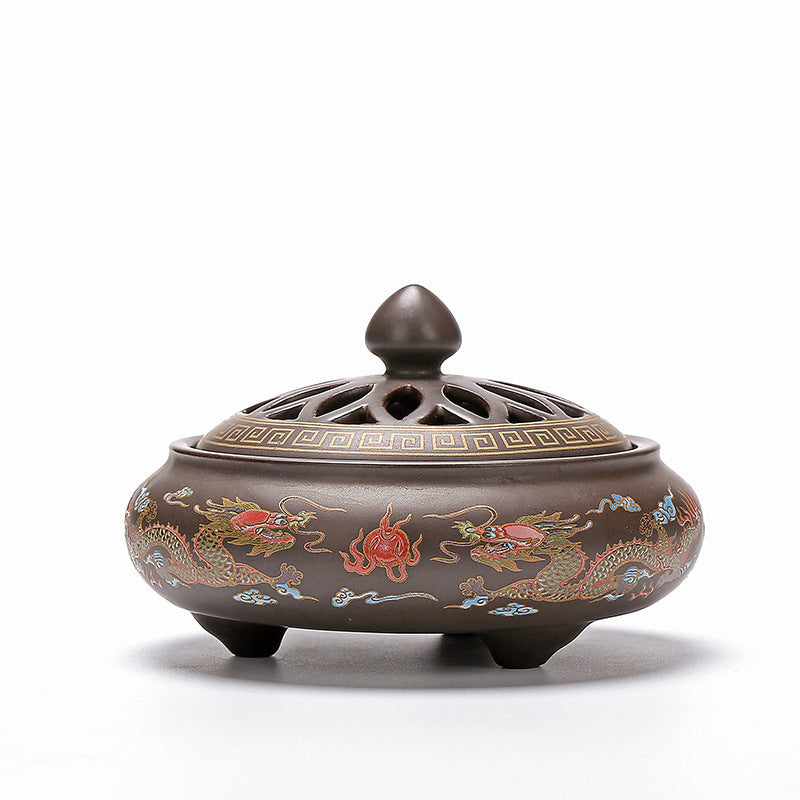 Brûleur d'Encens en Céramique Cloisonné, Brûleur d'Encens Inversé, Canal d'Encens Émaillé