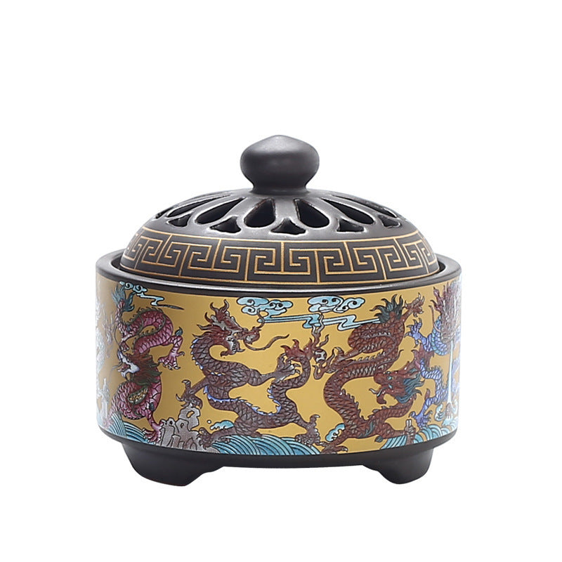 Brûleur d'Encens en Céramique Cloisonné, Brûleur d'Encens Inversé, Canal d'Encens Émaillé