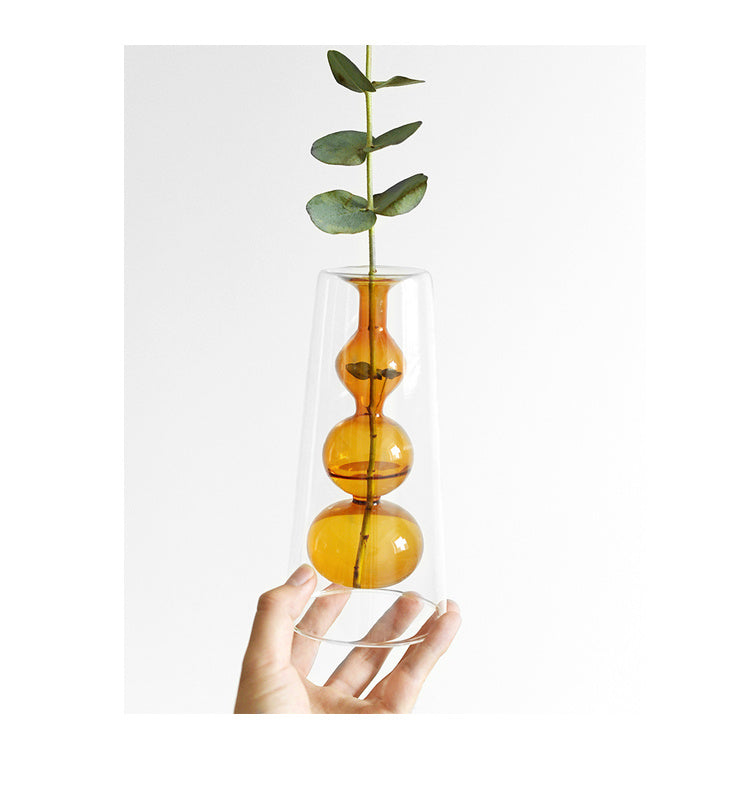 Vase en Verre Coloré Style Rétro pour Plantes Hydroponiques