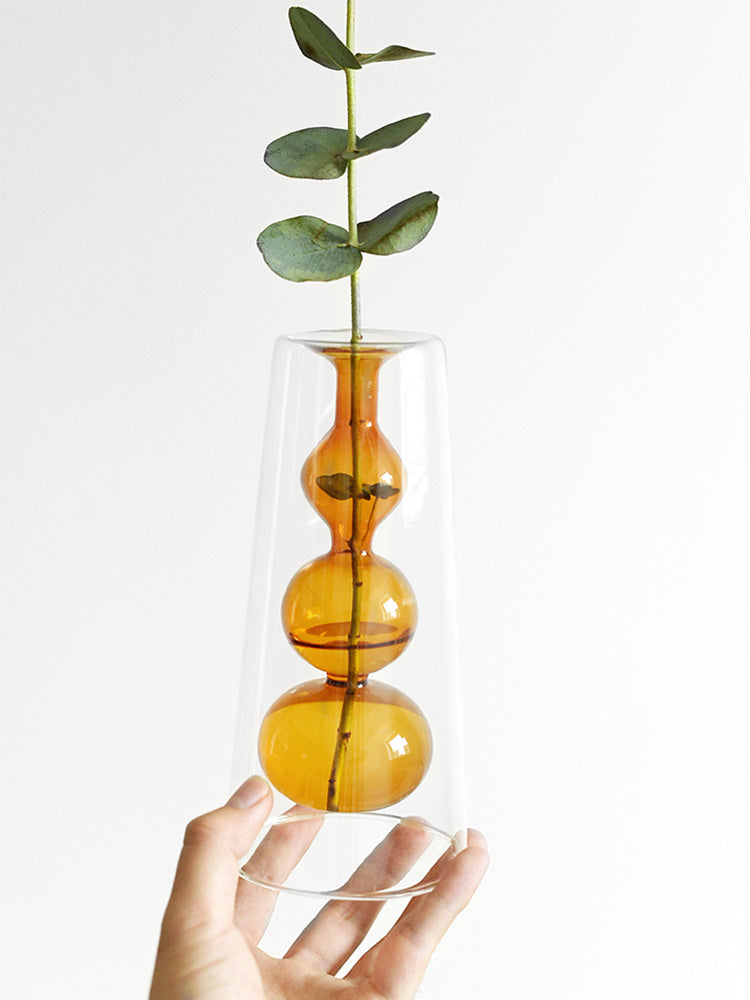 Vase en Verre Coloré Style Rétro pour Plantes Hydroponiques