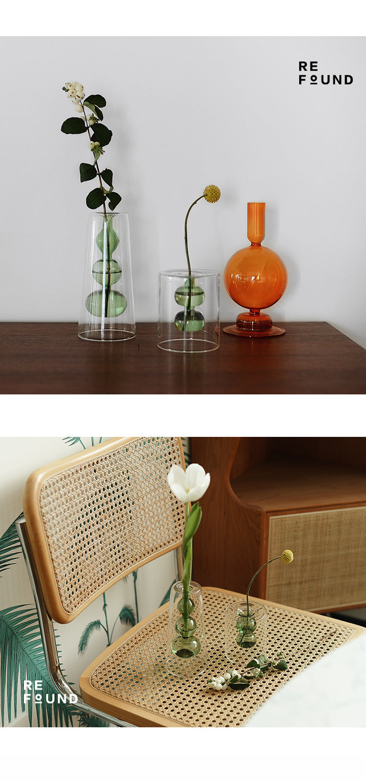 Vase en Verre Coloré Style Rétro pour Plantes Hydroponiques