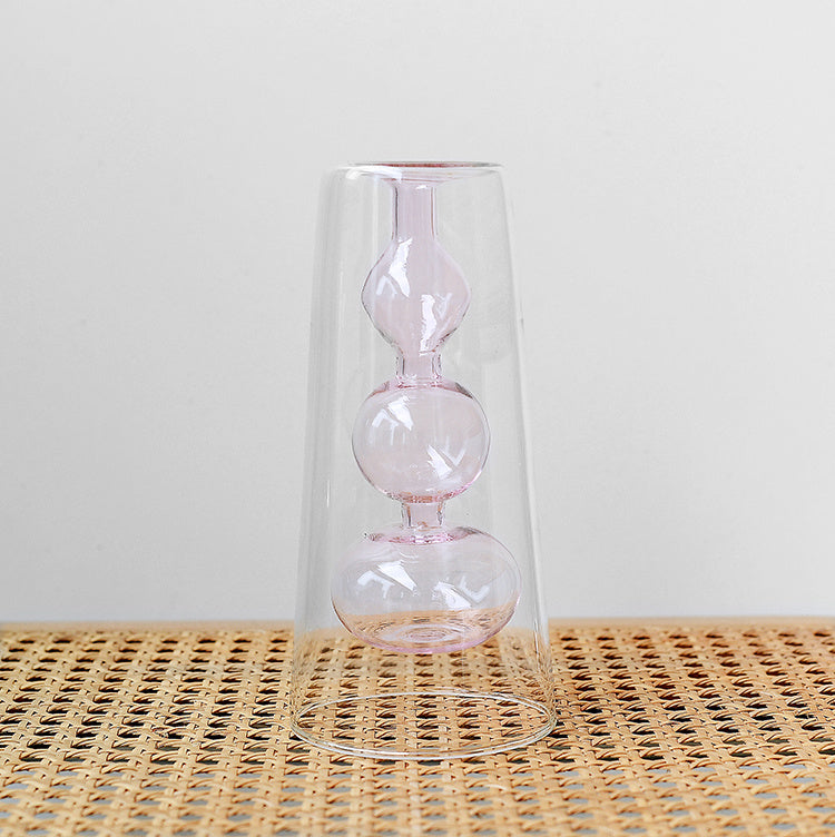 Vase en Verre Coloré Style Rétro pour Plantes Hydroponiques