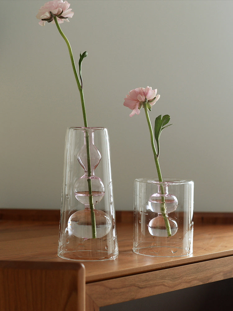 Vase en Verre Coloré Style Rétro pour Plantes Hydroponiques