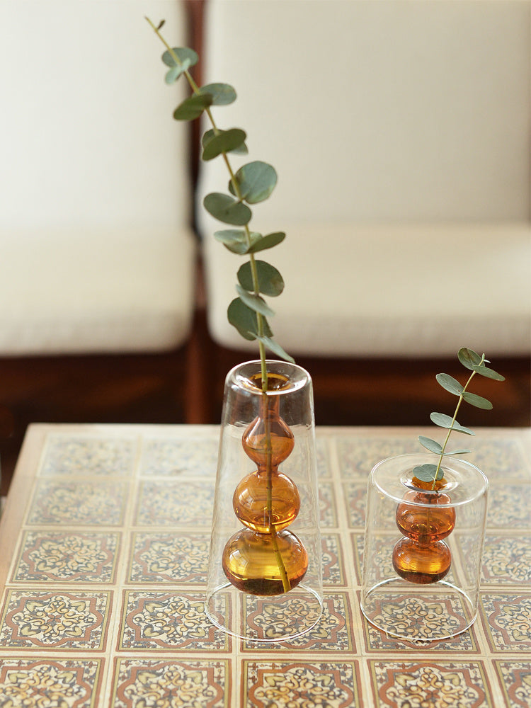 Vase en Verre Coloré Style Rétro pour Plantes Hydroponiques