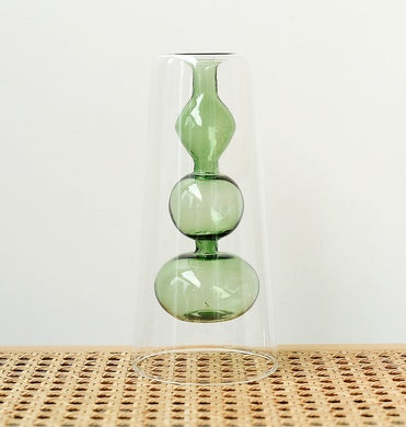 Vase en Verre Coloré Style Rétro pour Plantes Hydroponiques