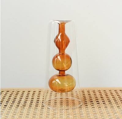 Vase en Verre Coloré Style Rétro pour Plantes Hydroponiques
