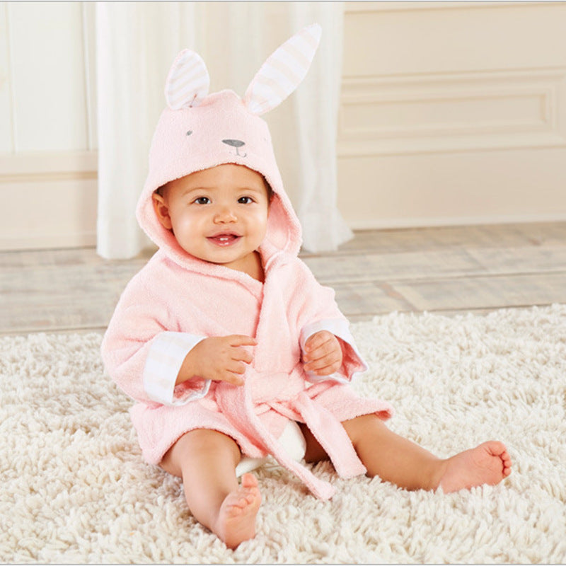Serviettes de bain et peignoirs à capuche pour bébé avec motifs d'animaux mignons en coton