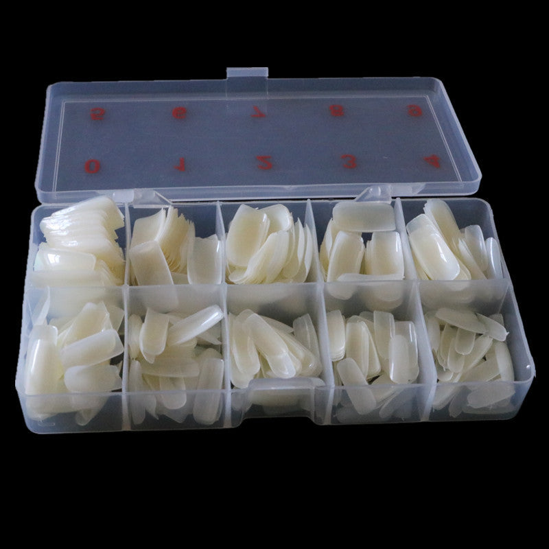 Boîte de 500 Pièces de Faux Ongles Transparente et Pâtée