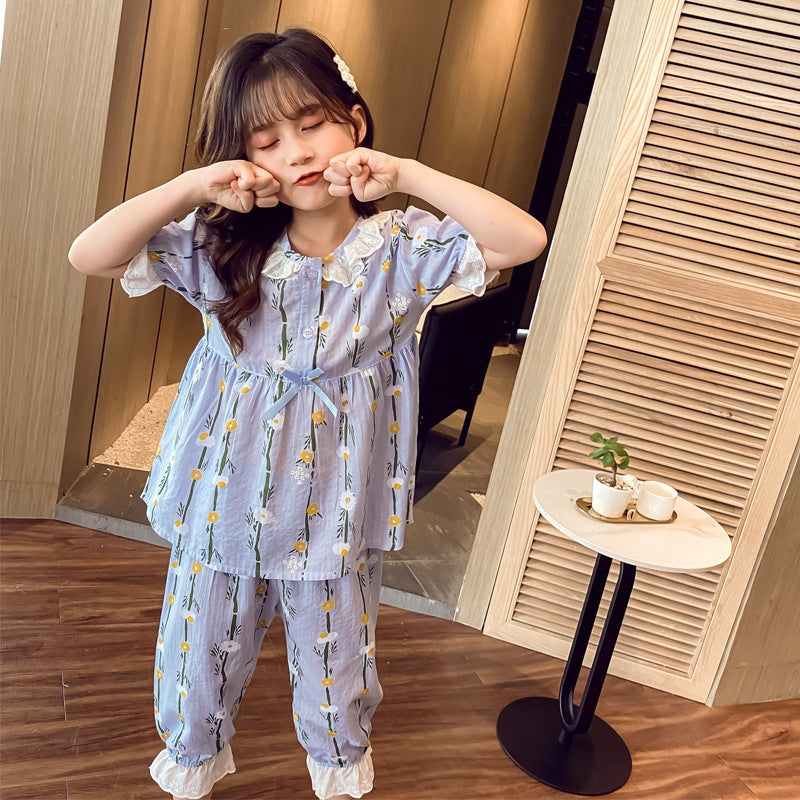 Pyjamas en coton à manches courtes pour petites filles - Confort et fraîcheur