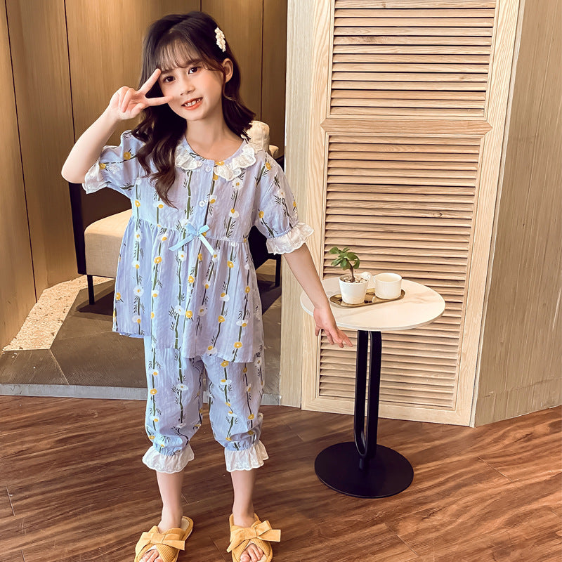 Pyjamas en coton à manches courtes pour petites filles - Confort et fraîcheur