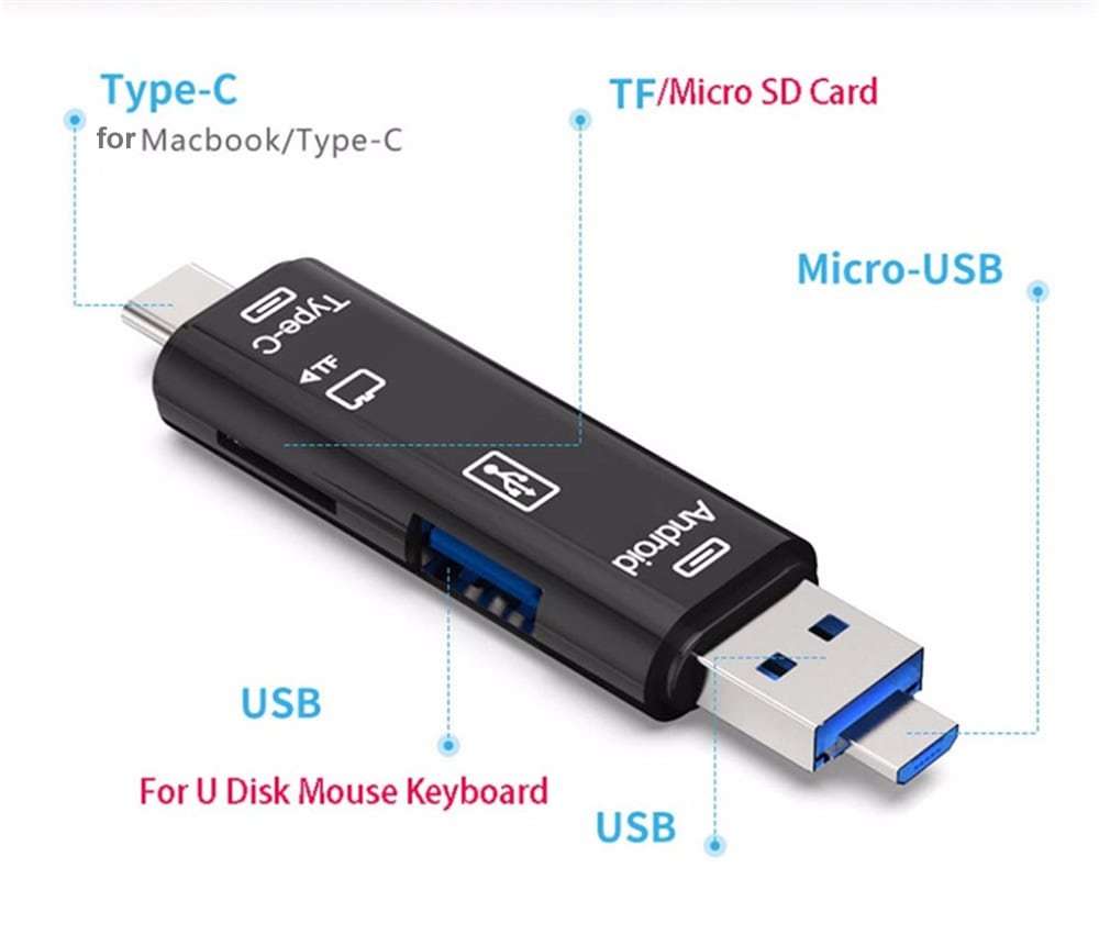 Adaptateur OTG Hub Type-C Micro USB avec Lecteur de Carte TF