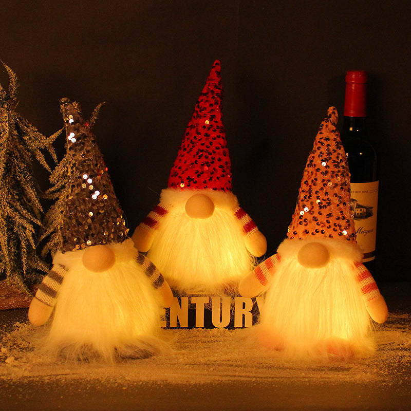 Poupée Rudolph Décoration de Noël avec Paillettes et Lumières
