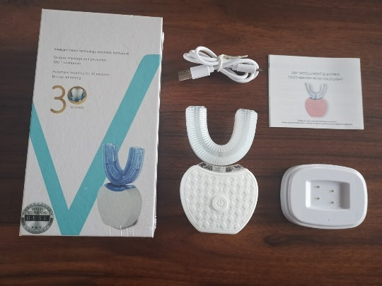 Brosse à dents électrique automatique 360° étanche avec lumière bleue et charge USB