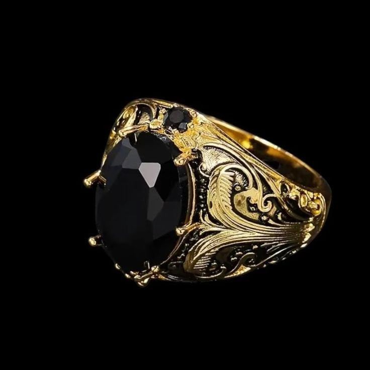 Bague Large en Alliage avec Ornement Géométrique en Couleur d'Encre