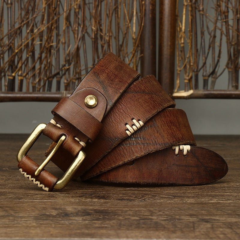 Ceinture en Cuir de Vachette Retro Artisanale