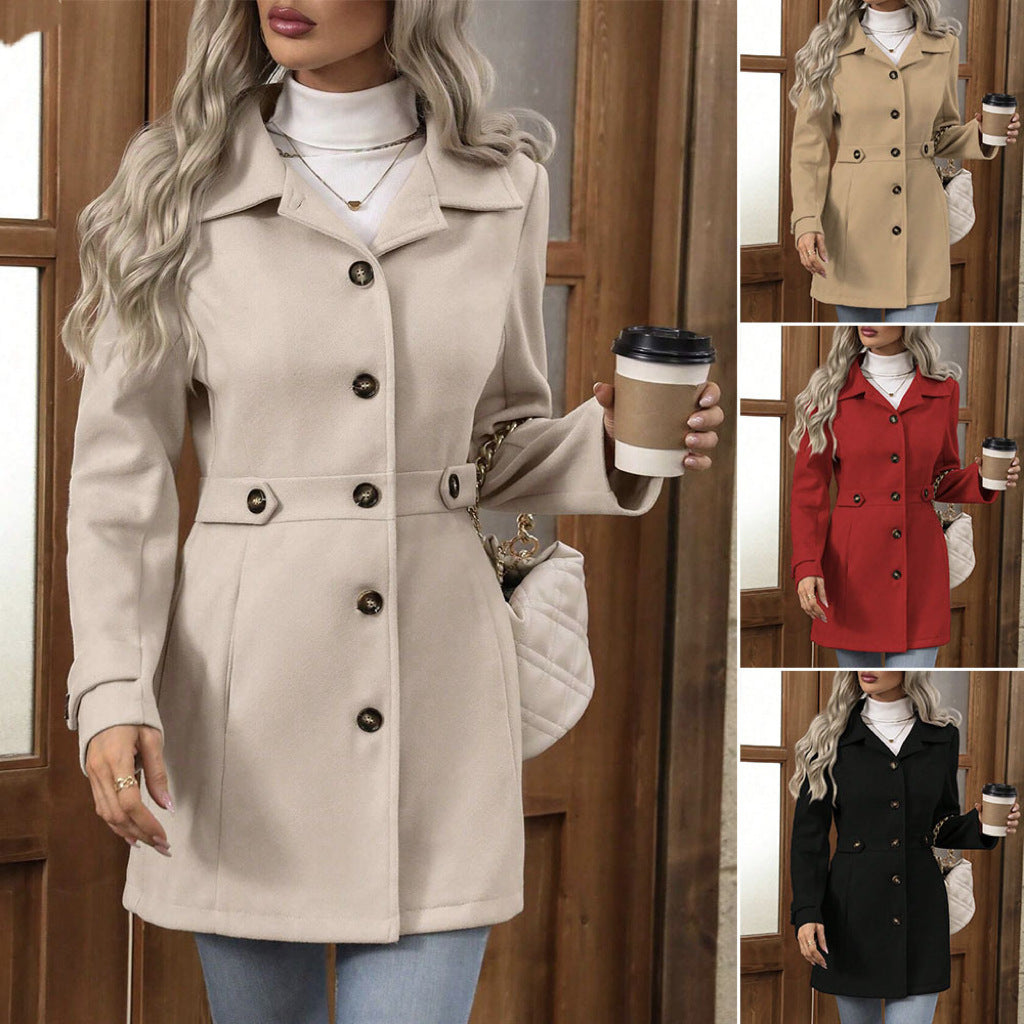 Manteau en Laine Élégant à Boutonnage Slim-Fit