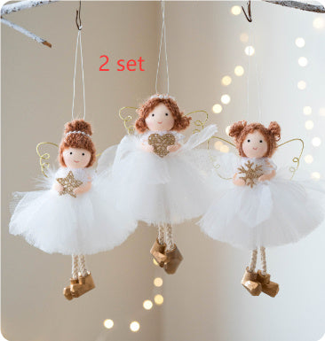 Jupe Tulle Blanche de Noël avec Pendentif Aile d'Ange Dorée