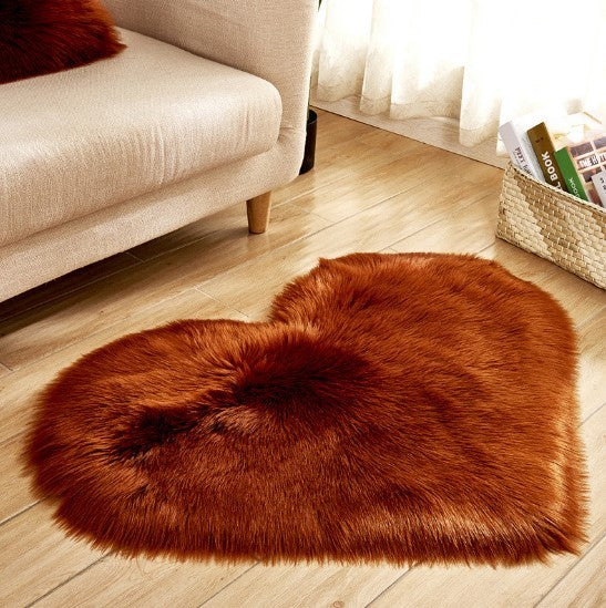 Tapis en Forme de Coeur Plush Antidérapant - Tapis Fluffy pour Salon