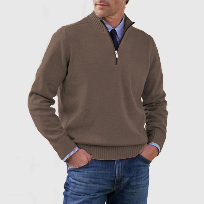 Pull Zippé Col Montant pour Homme - Mode Hiver Couleur Unie