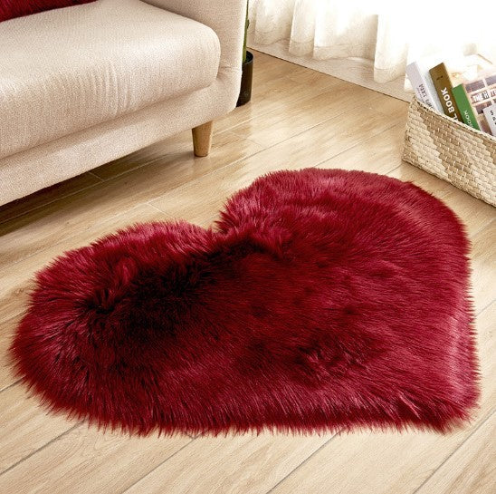 Tapis en Forme de Coeur Plush Antidérapant - Tapis Fluffy pour Salon