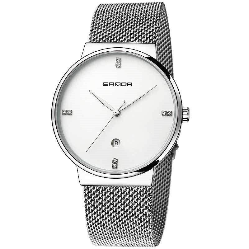 Montre pour hommes à bracelet en maille étanche avec mouvement à quartz