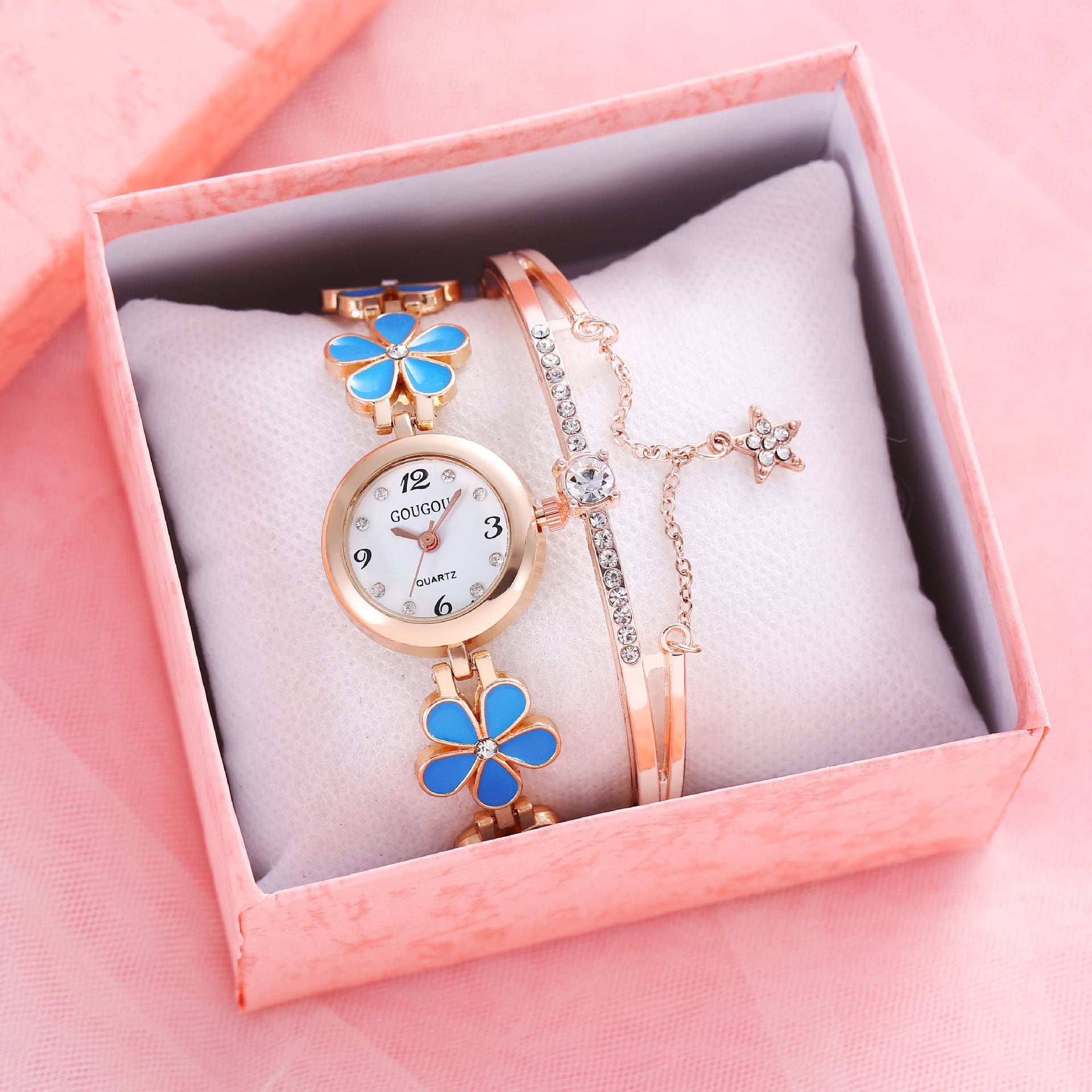 Montre Bracelet Femme à Motif Pétale en Quartz