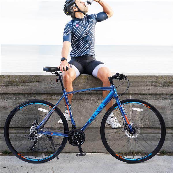 Vélo Hybride 24 Vitesses avec Freins à Disque 700C - Allomarc.com