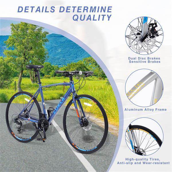 Vélo Hybride 24 Vitesses avec Freins à Disque 700C - Allomarc.com