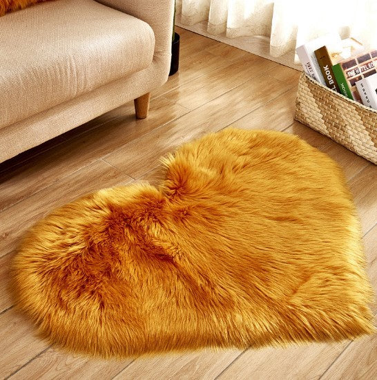 Tapis en Forme de Coeur Plush Antidérapant - Tapis Fluffy pour Salon