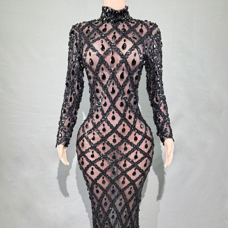 Robe de Soirée Éblouissante en Strass pour Femmes