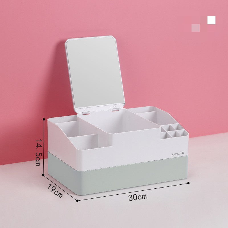 Boîte en plastique avec miroir et support pour rouge à lèvres