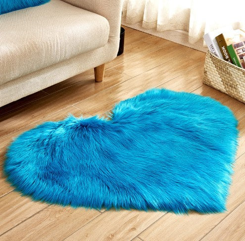 Tapis en Forme de Coeur Plush Antidérapant - Tapis Fluffy pour Salon