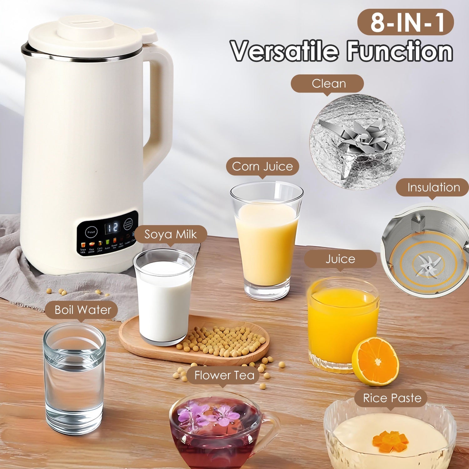 Machine à Lait Végétal 27Oz avec Fonction de Nettoyage Automatique