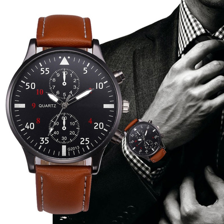Montre numérique personnalisée pour homme avec ceinture en cuir noir