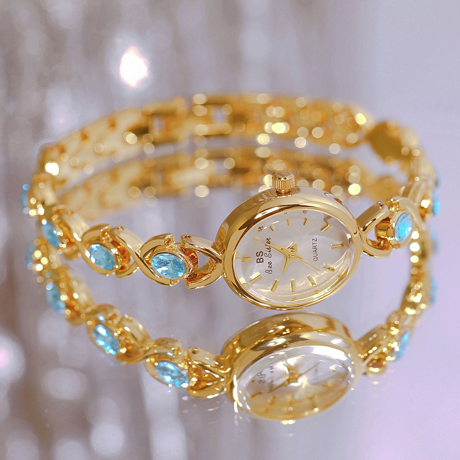 Montre de luxe légère Oval Ice Crushing Glacier Sapphire