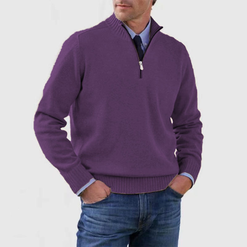 Pull Zippé Col Montant pour Homme - Mode Hiver Couleur Unie