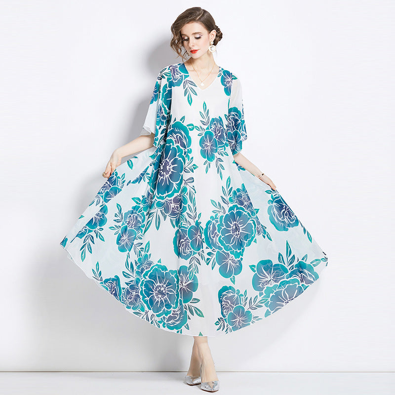 Robe de Vacances Slimming Mi-Longue pour Femmes