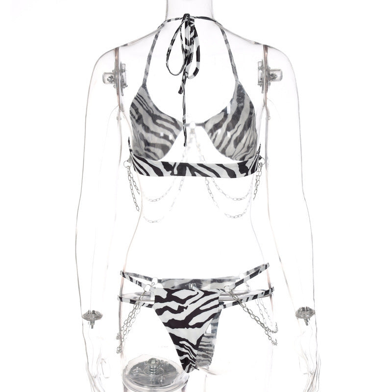 Ensemble de Maillot de Bain Imprimé avec Chaîne Tether