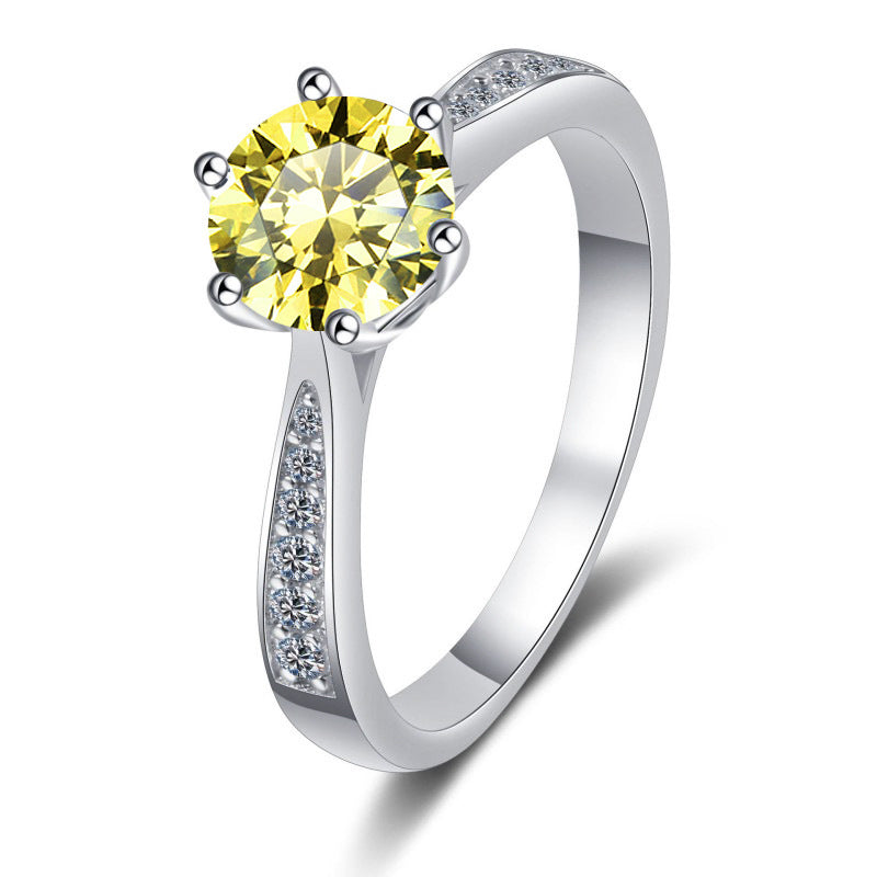 Bague en Moissanite Classique à Six Griffes en Argent S925