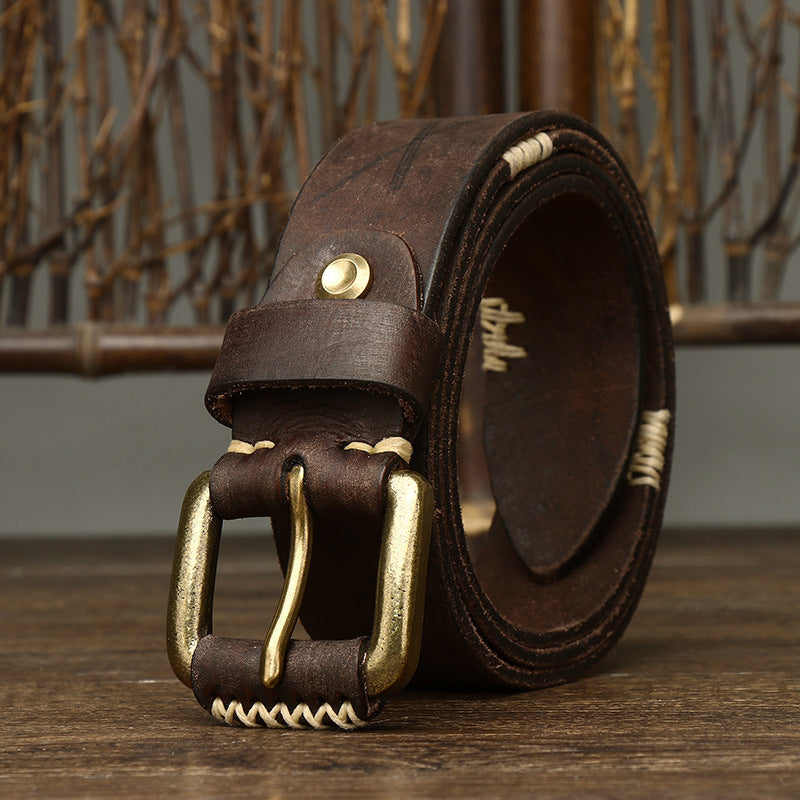 Ceinture en Cuir de Vachette Retro Artisanale