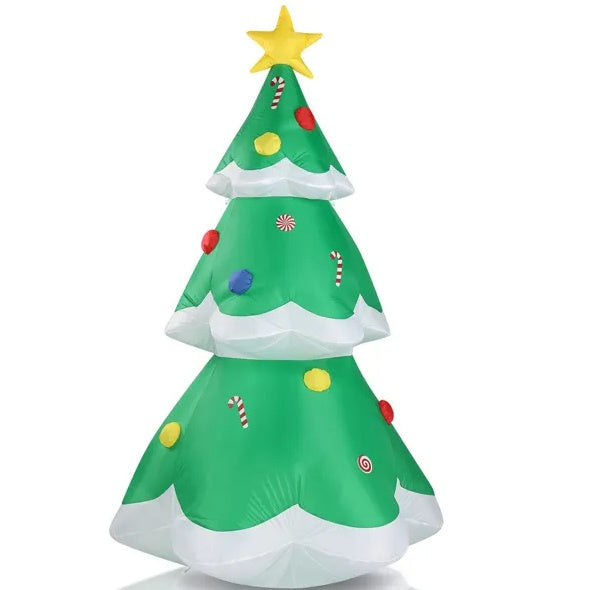 Décoration de Noël Gonflable Lumineuse de 6,9 pieds - Arbre de Noël Gonflable avec Lumières LED Intégrées