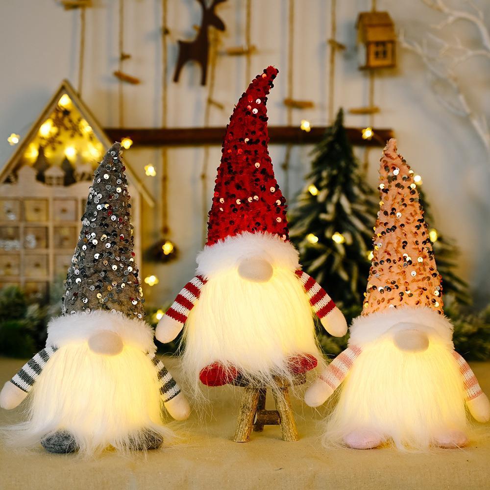 Poupée Rudolph Décoration de Noël avec Paillettes et Lumières