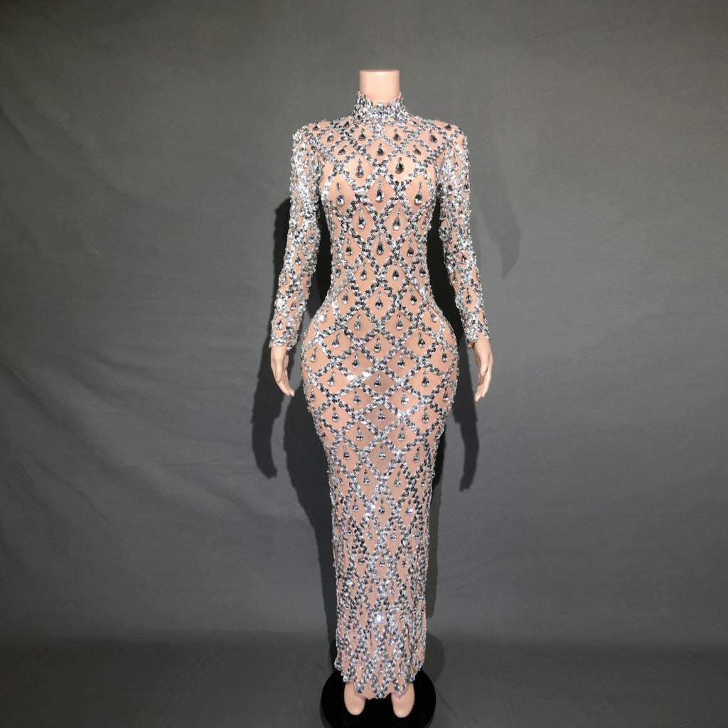 Robe de Soirée Éblouissante en Strass pour Femmes