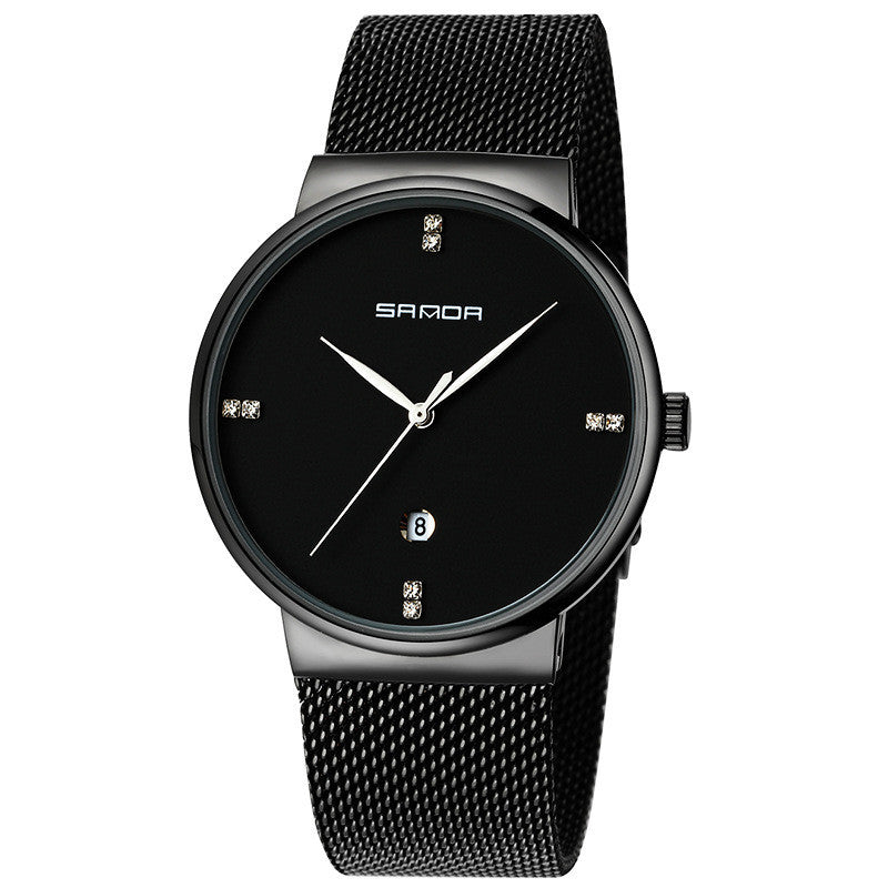 Montre pour hommes à bracelet en maille étanche avec mouvement à quartz