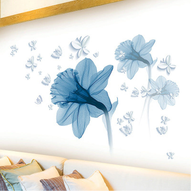 Autocollants Muraux Décoratifs en PVC avec Motif Fleurs Nordiques