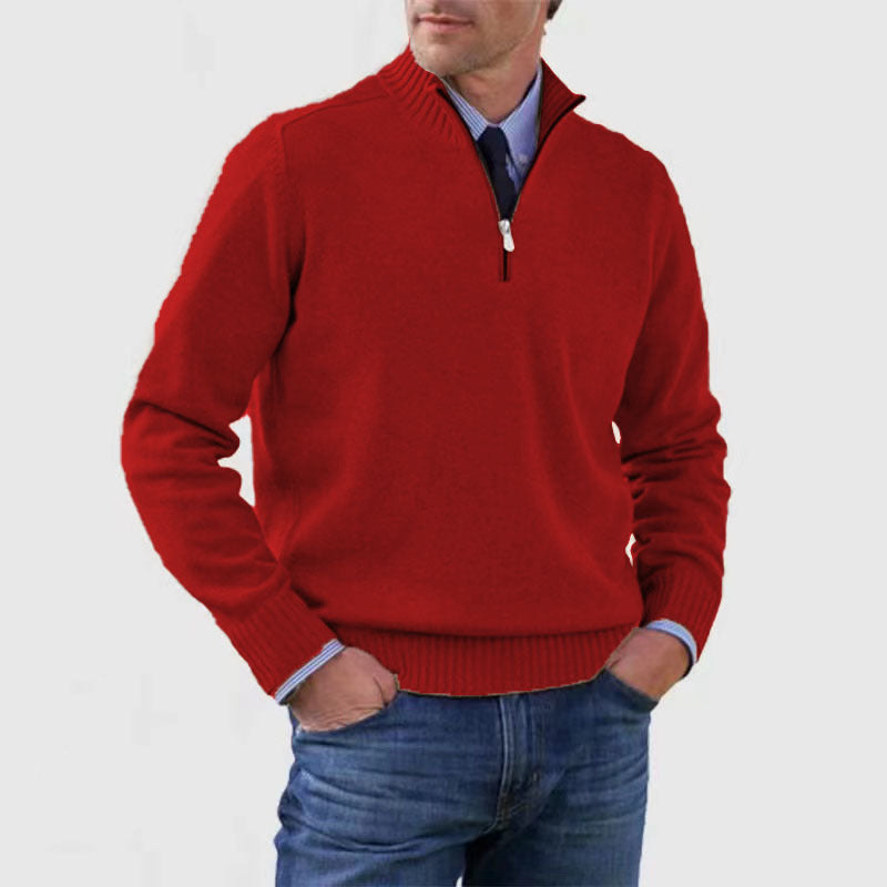 Pull Zippé Col Montant pour Homme - Mode Hiver Couleur Unie