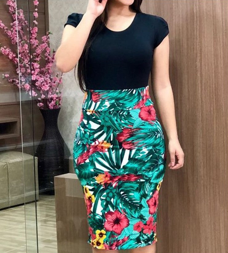 Robe Midi Imprimée pour Bureau - Grande Taille Femme