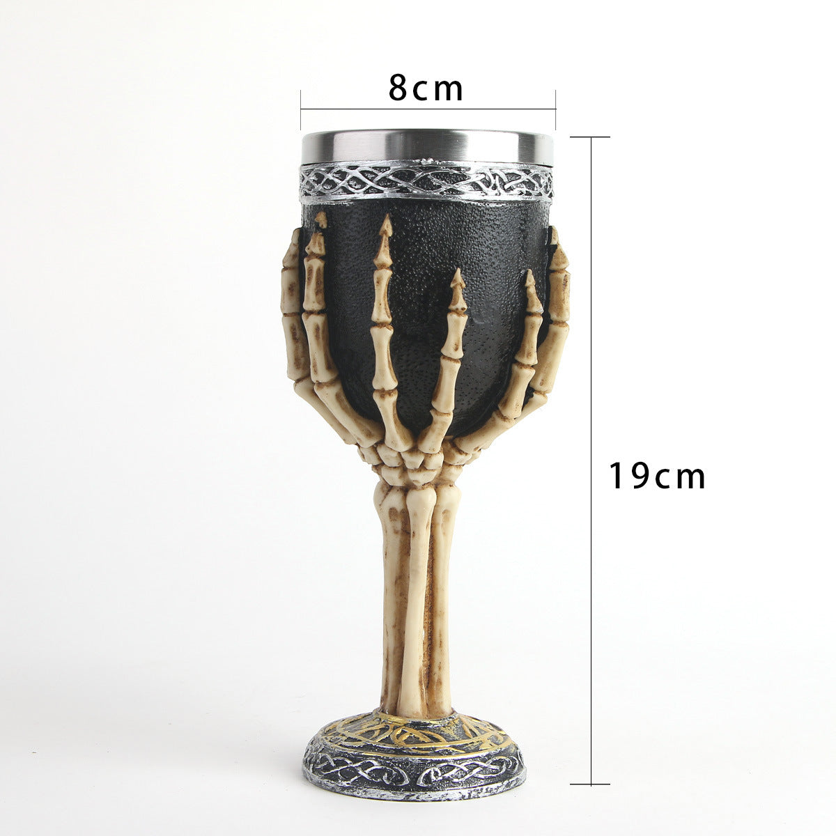 Verre à vin en résine avec décor crâne