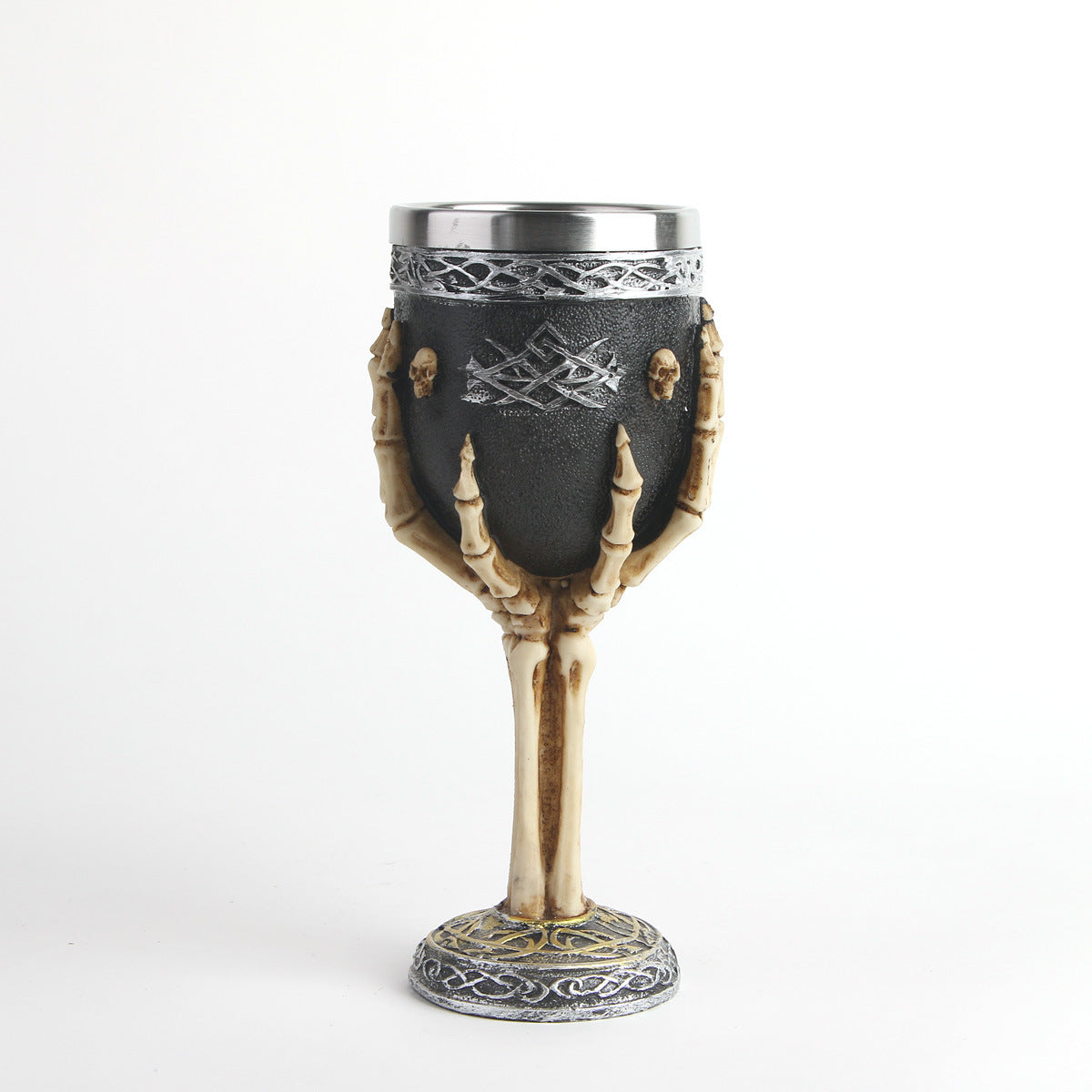 Verre à vin en résine avec décor crâne