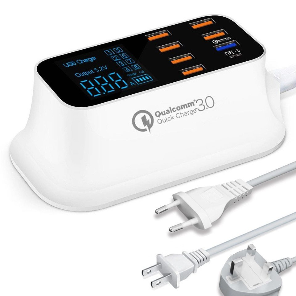 Station de Chargement USB Intelligent Quick Charge 3.0 à 8 Ports